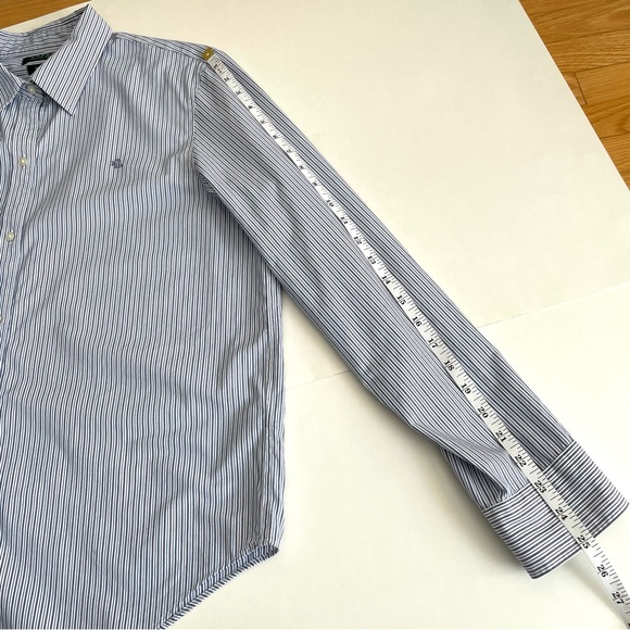 Lauren Ralph Lauren Pinstripe Cotton Poplin Classic Fit Button Up Shirt - Picture 9 of 9